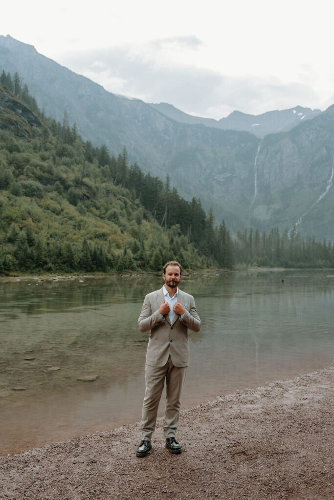 Groom's attire for a mountain wedding in Northwest Montana