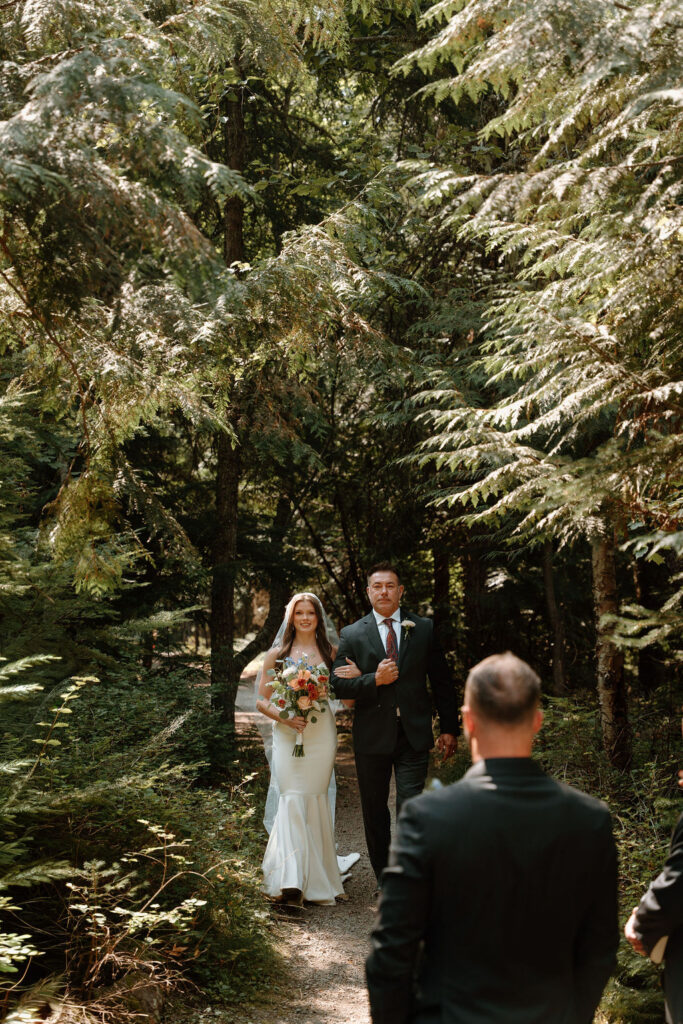 Intimate wedding ceremony at Avalanche Lake Amphitheater