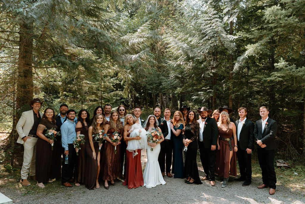 Must-have group photo during an intimate wedding in Glacier National Park