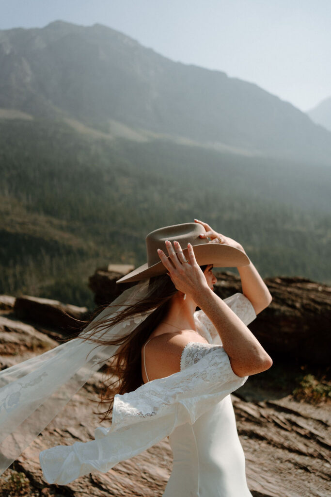 Western inspired bridal attire for a mountain elopement