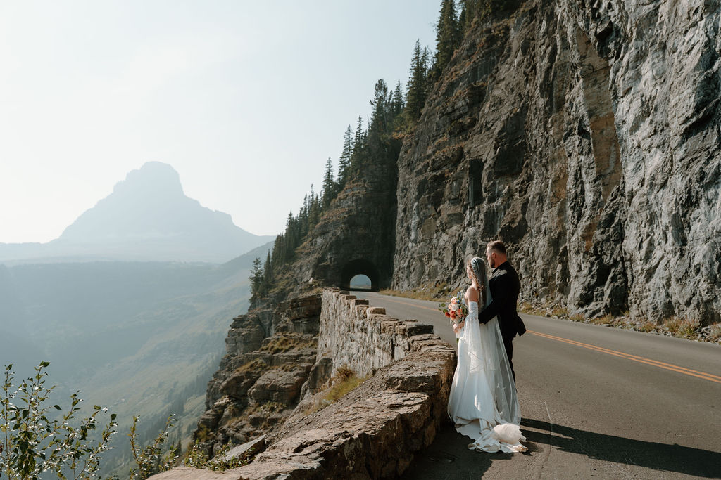 Going to the Sun Road elopement bridal portraits