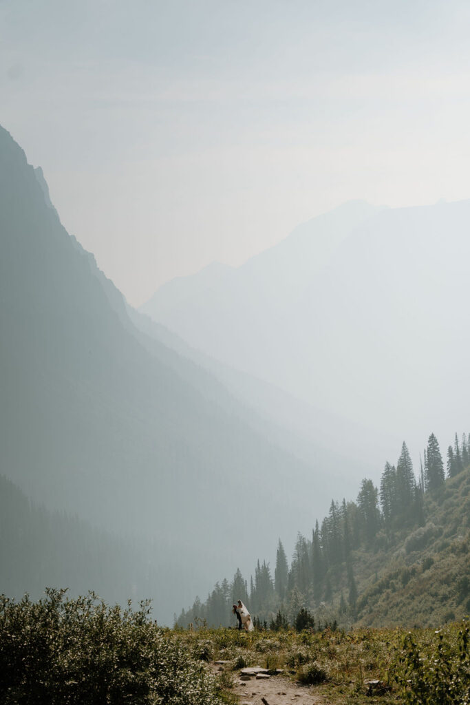 Logan Pass bridal portraits in Glacier National Park