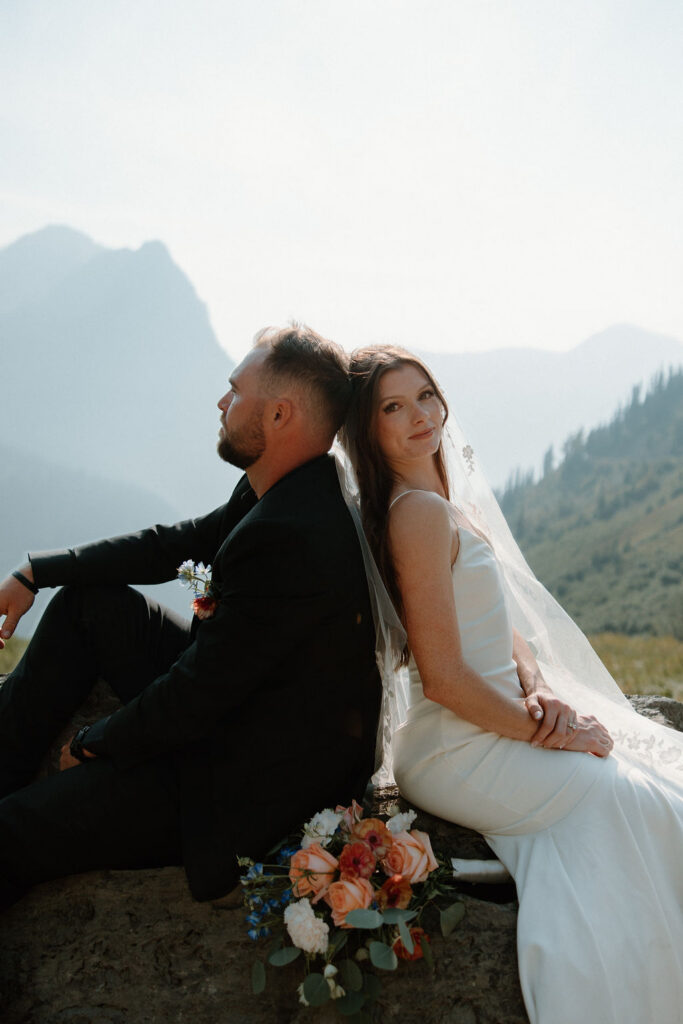 Edgy elopement attire for a mountain wedding